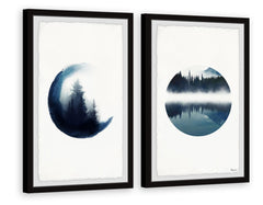 Forest Mountain Reflection Diptych