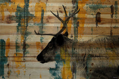 Teal Yellow Reindeer