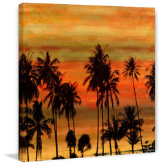 Palms Against Gold Sky
