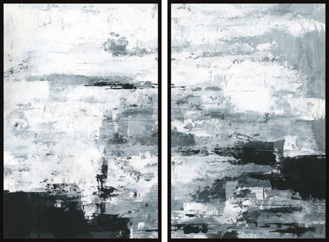 Black and White Smudges Diptych
