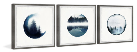 Forest Mountain Reflection Triptych