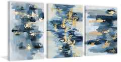 Gold Water Reflection Triptych