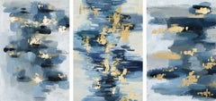 Gold Water Reflection Triptych