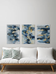 Gold Water Reflection Triptych