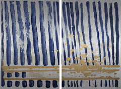 Blue Verticals Diptych