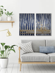 Blue Verticals Diptych