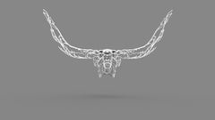 Canones Creek - Texas Longhorn Skull - 3D White
